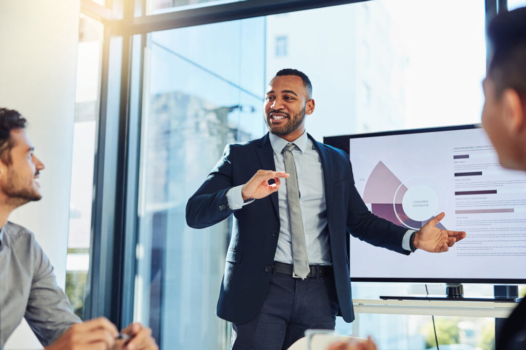 Man giving a great business presentation
