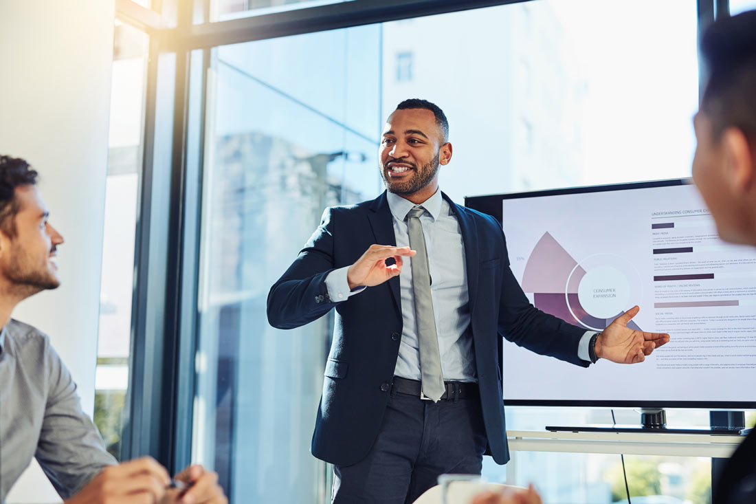 Man giving a great business presentation