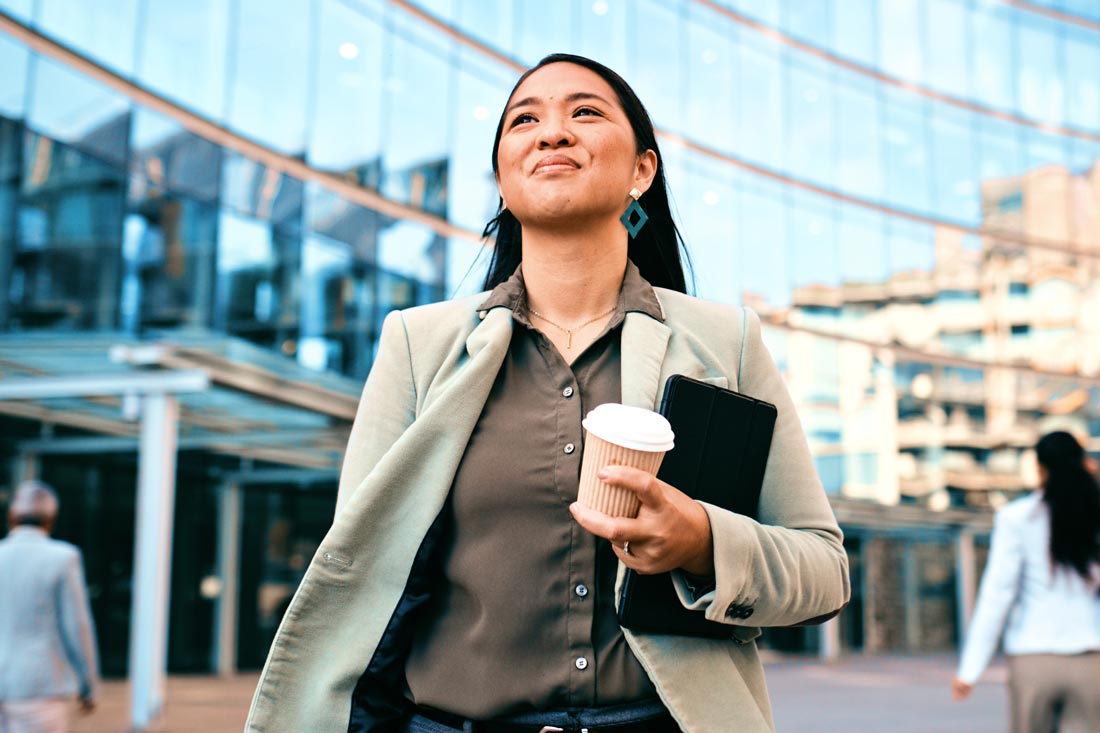 Hardworking woman heading to work